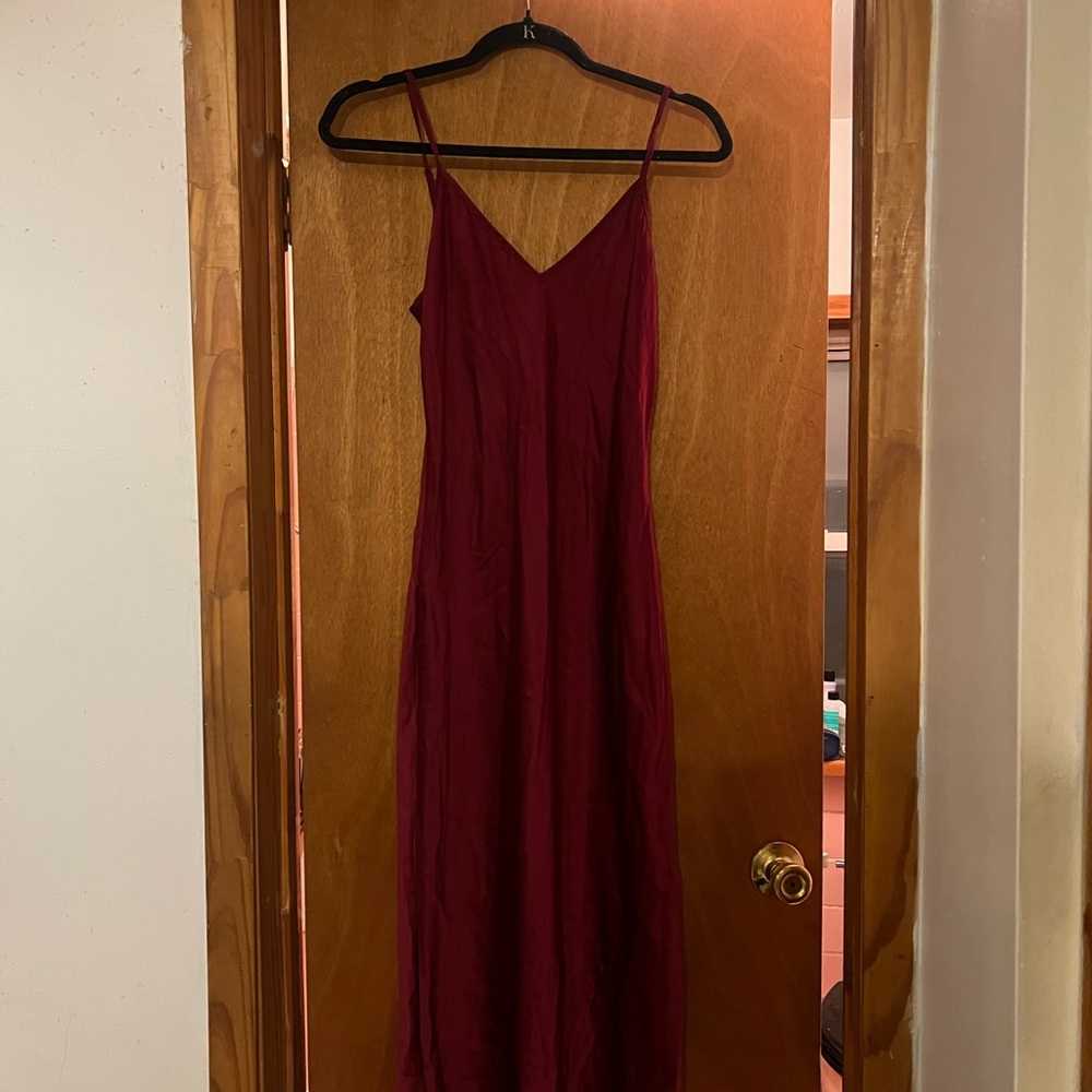 Quince Burgundy Silk Slip Dress - Picture 8 of 10